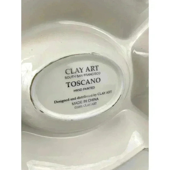 VTG Bright Vegetable Oval Platter 18"X14" Toscano 2001 Hand Painted Clay Art - Picture 2 of 8